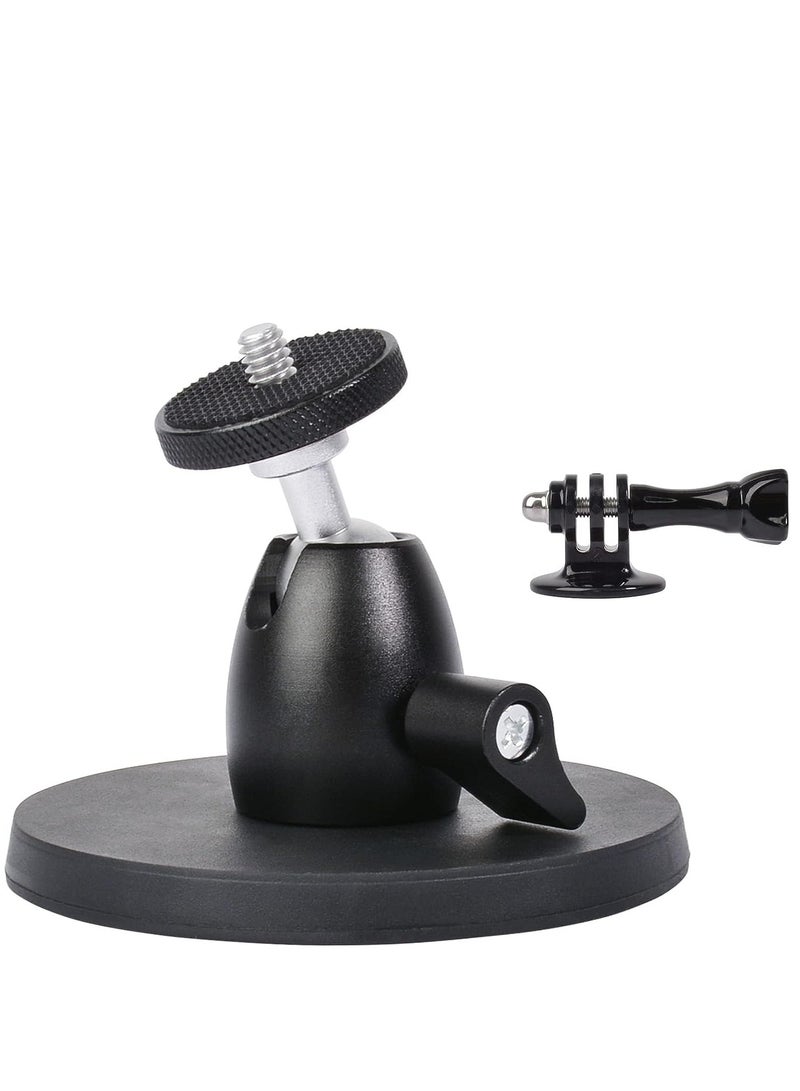 SYOSI Magnetic Camera Mount Base with Mini Ball Head and Adapter for Action Camera/DJI Osmo / Insta360 /Blink Camera Wyze Cam Small DSLR Security Camera Light & More with a 1/4"-20 - Image 1