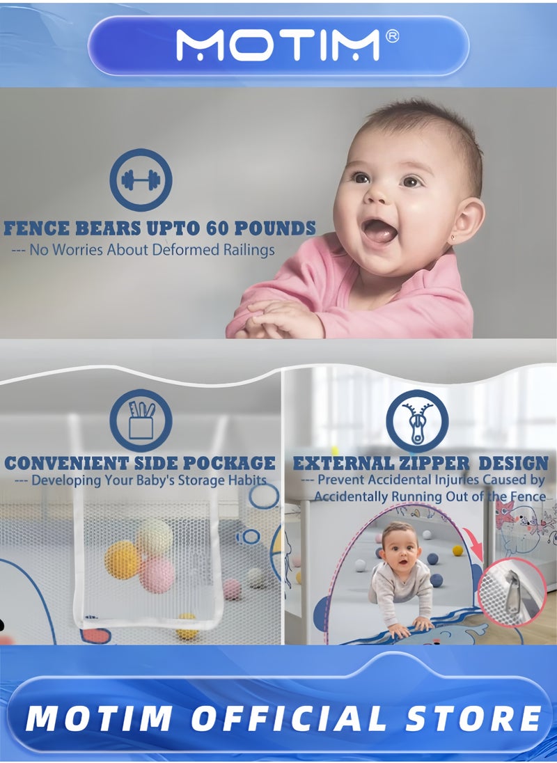 Motim Baby Playpen with Ocean Balls Baby Fence with Breathable Mesh Portable Playpen Safety Sturdiness Babys Fences for Babies & Infant & Toddler & Childs  - Image 2