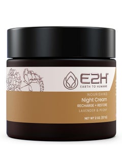 E2H Nourishing Night Cream with Lavender and Peony  Rejuvenates  Nourishes  Firms  Evens Tone  Dewy Radiant Glow