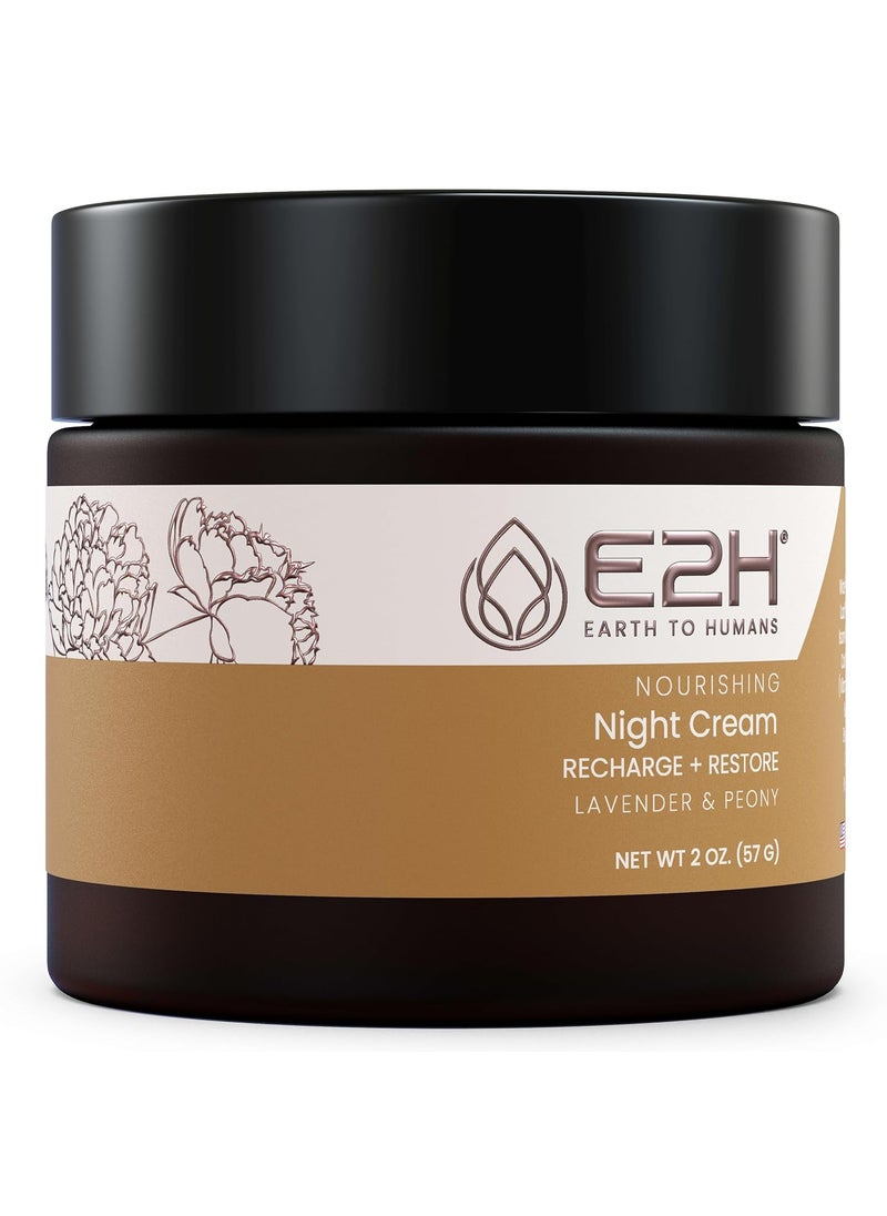 E2H EARTH TO HUMANS - E2H Nourishing Night Cream with Lavender and Peony  Rejuvenates  Nourishes  Firms  Evens Tone  Dewy Radiant Glow - Image 1