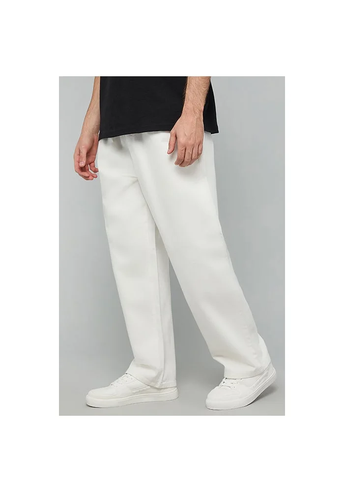 R&b  Solid Relaxed Fit Jeans with Button Closure for Men | Best Price UAE
