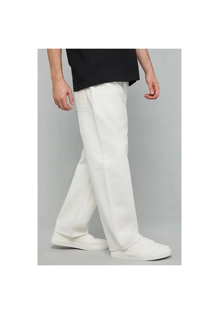 R&b  Solid Relaxed Fit Jeans with Button Closure for Men | Best Price UAE