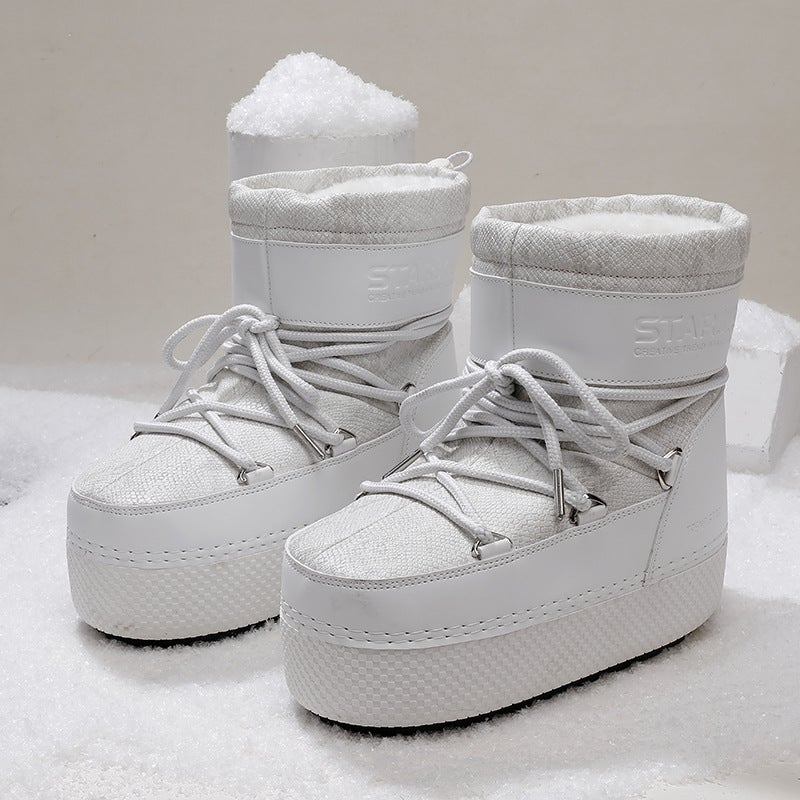 Space Boots, Moon Boots, Parent-Child Ugly-Cute Thick-Soled Furry Warm Boots, Ski Travel , Dropshipping - Image 2