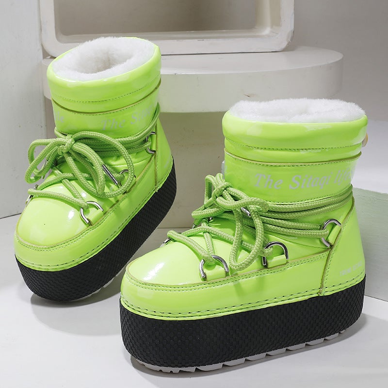 Space Boots, Moon Boots, Parent-Child Ugly-Cute Thick-Soled Furry Warm Boots, Ski Travel , Dropshipping - Image 1