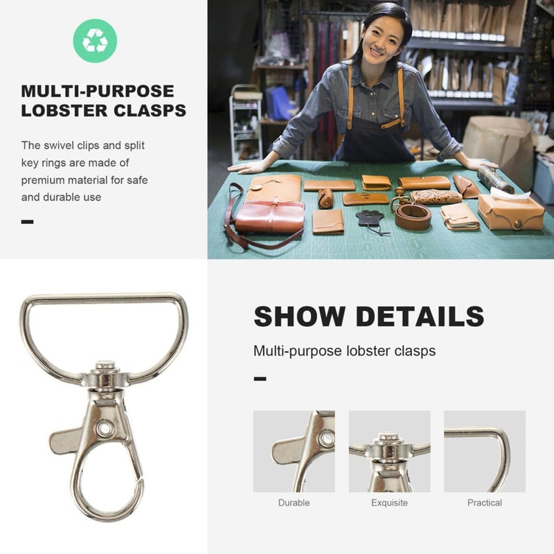 24 Pcs 35mm Metal Lobster Trigger Clasps Swivel Key Holder Clips DIY Bag Craft Replacement Buckles For Jewelry Making And Keychains - Image 5