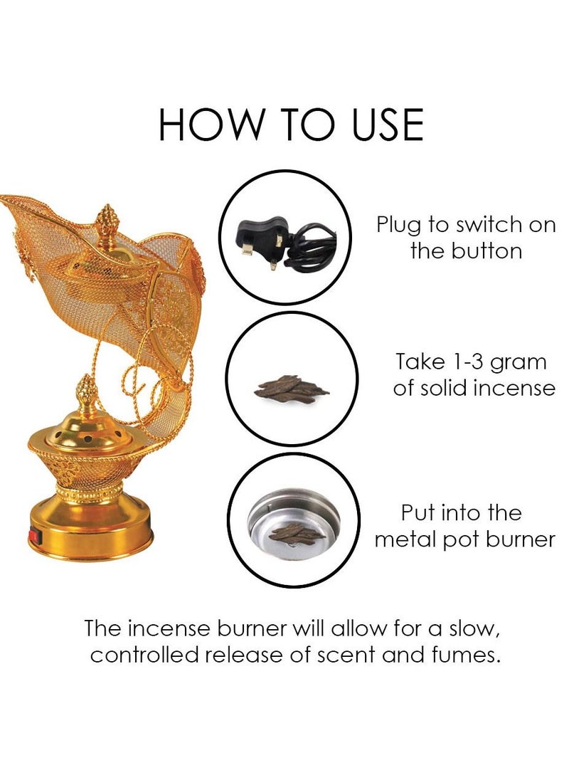 Bakhoor BoSidin Unique Design Electric Oud Bakhoor Incense Burner Mabkhara Gold for Home and Office  - Image 2