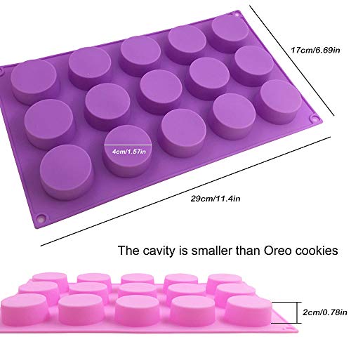 SENHAI 3 Pcs 15 Holes Cylinder Silicone Molds for Making Chocolate Candy Soap Muffin Brownie Cake Pudding Baking - Purple Blue Pink - Image 3