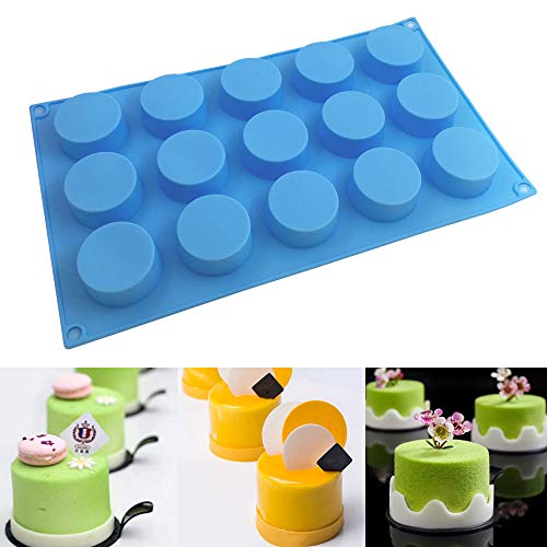 SENHAI 3 Pcs 15 Holes Cylinder Silicone Molds for Making Chocolate Candy Soap Muffin Brownie Cake Pudding Baking - Purple Blue Pink - Image 4