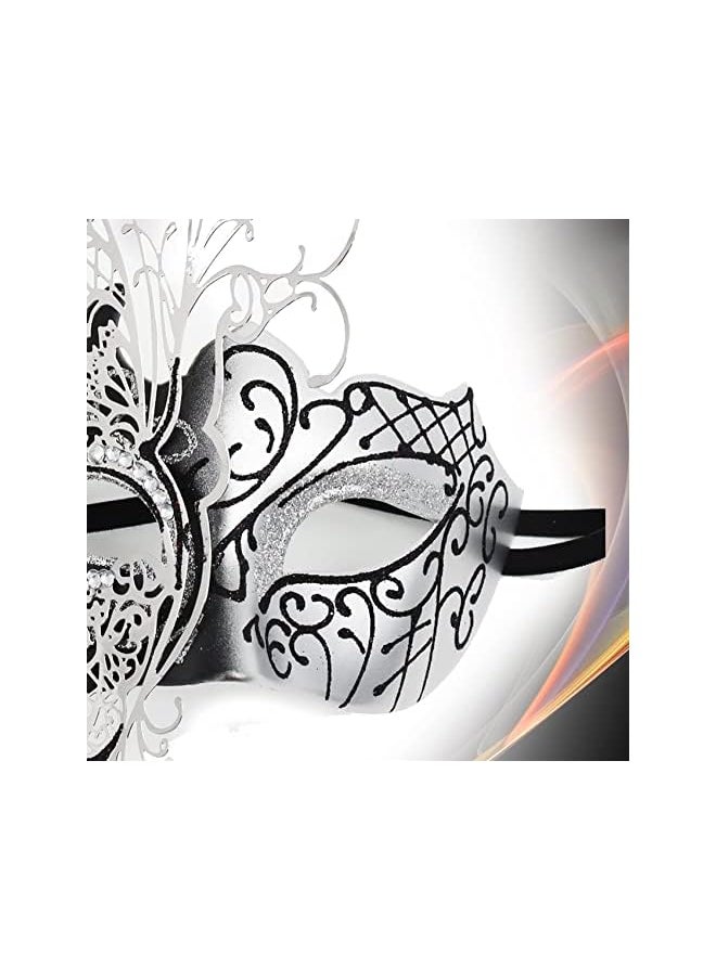 The Bros Masquerade Mask for Couples, Mardi Gras Venetian Side flower Mask, Masquerade Ball Masks, Metal Venetian Mardi Gras Prom Mask for Women Men (2 PCS)  - Image 3