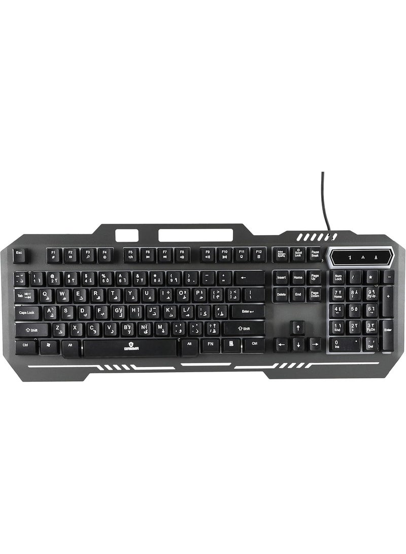 جاما لوحة مفاتيح معدنية للألعاب مزودة بإضاءة LED بألوان قوس قزح وسلكية بمنفذ USB للكمبيوتر - Image 1