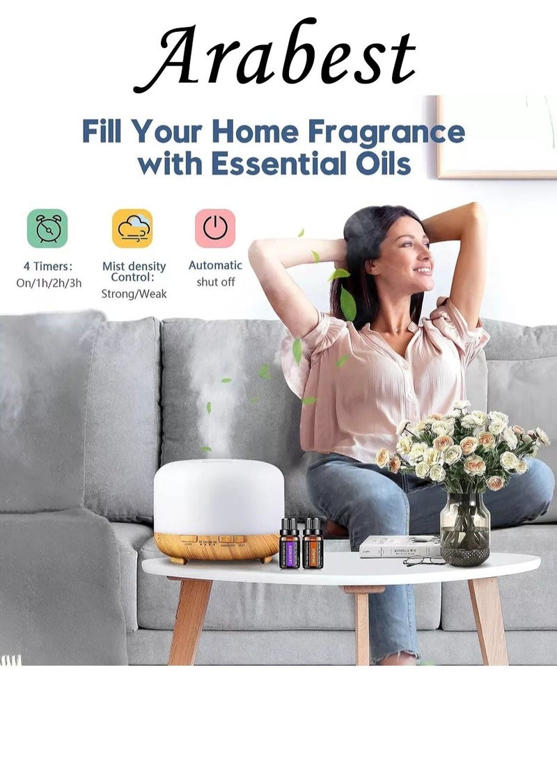Arabest - Essential Oil Diffusers, 500ml Diffusers for Essential Oils Large Room,Home, Aromatherapy Oil Diffuser with Cool Mist - Image 1
