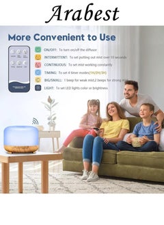 Arabest Essential Oil Diffusers, 500ml Diffusers for Essential Oils Large Room,Home, Aromatherapy Oil Diffuser with Cool Mist  - Image 2
