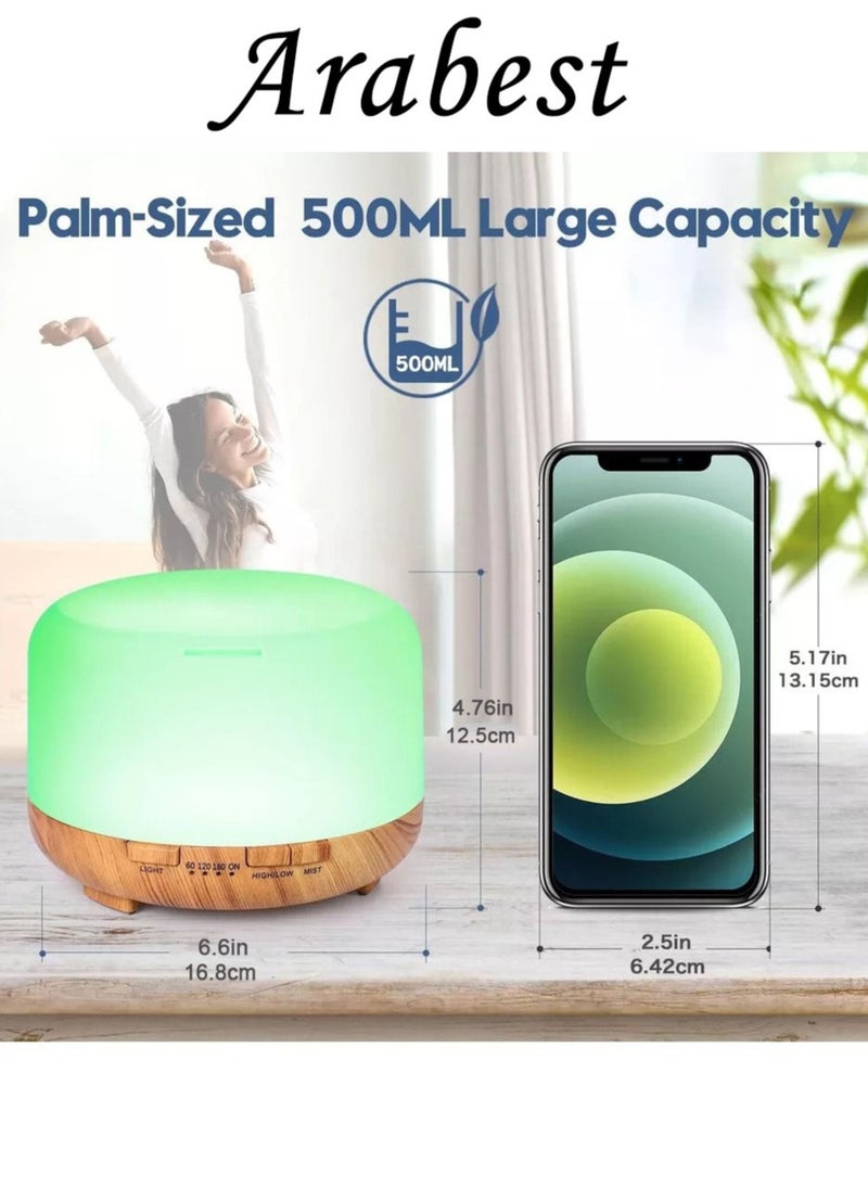 Arabest - Essential Oil Diffusers, 500ml Diffusers for Essential Oils Large Room,Home, Aromatherapy Oil Diffuser with Cool Mist - Image 1