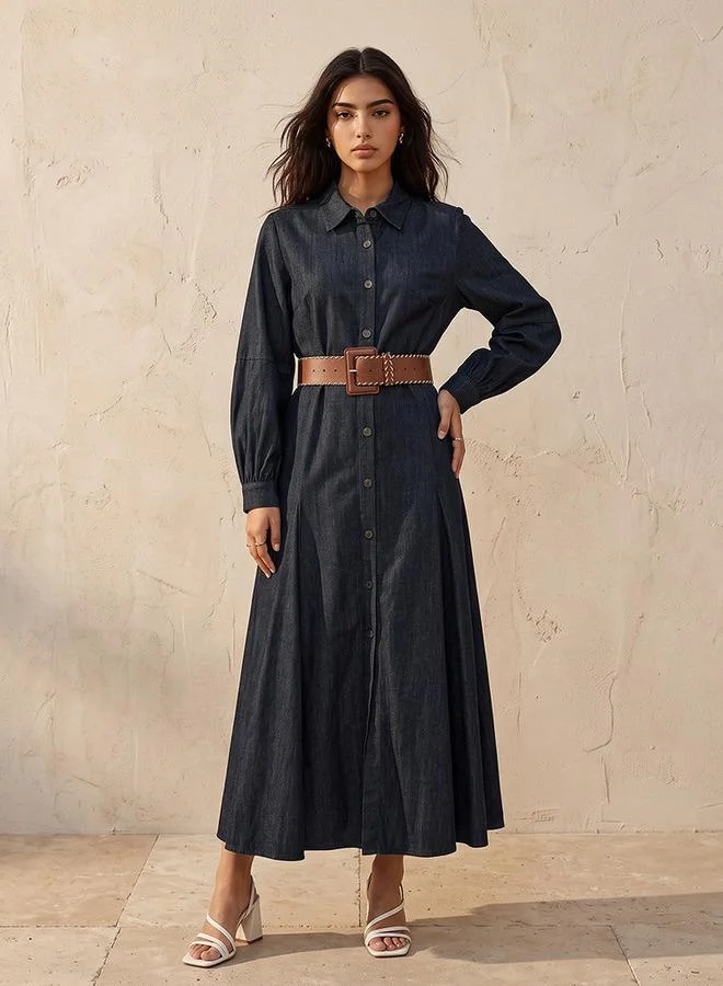 Lee Cooper Maxi Cotton Shirt Dress with Belt