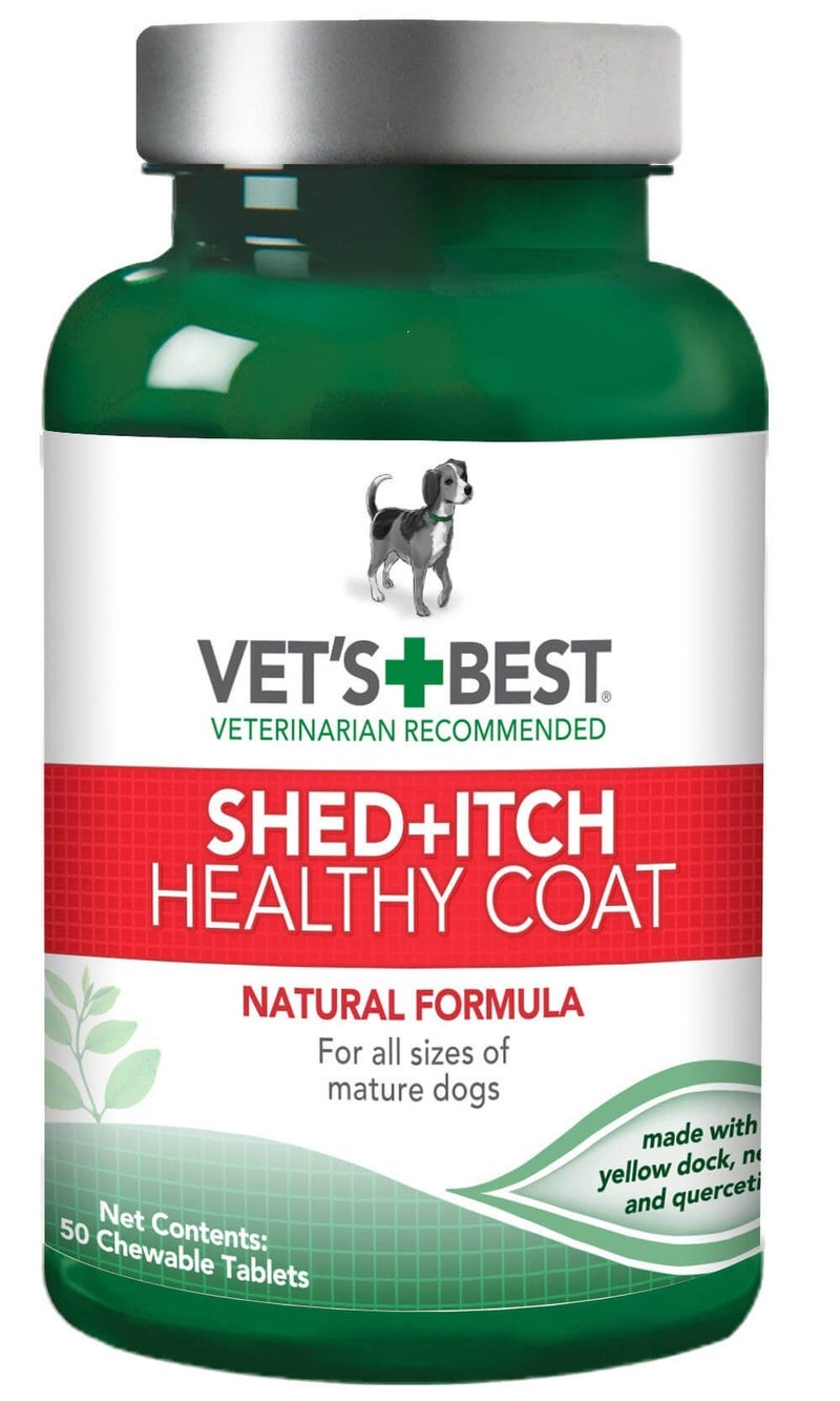 Vet's Best Healthy Coat Shed & Itch Relief Dog Supplements | Relieve Dogs Skin Irritation and Shedding Due to Seasonal Allergies or Dermatitis | 50 Chewable Tablets - Image 1