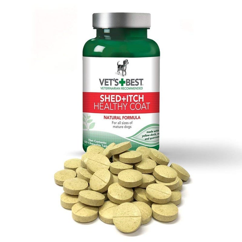 Vet's Best Healthy Coat Shed & Itch Relief Dog Supplements | Relieve Dogs Skin Irritation and Shedding Due to Seasonal Allergies or Dermatitis | 50 Chewable Tablets - Image 2