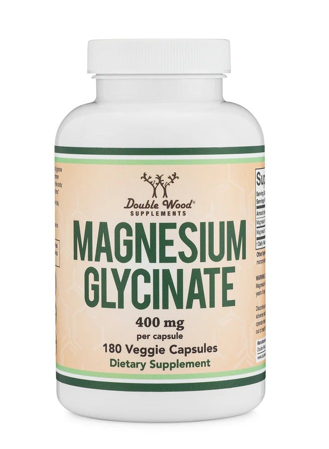 Double Wood Supplements Magnesium Glycinate 400mg 180 capsules Double Wood Supplements - Image 1