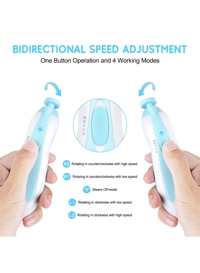 Lyaxm Baby Electric Nail File Drill for Newborn No Sharp Claws Hurt, 6 in 1 Safety Cutter Trimmer Clipper for Toes and Fingers (Blue) - Image 3