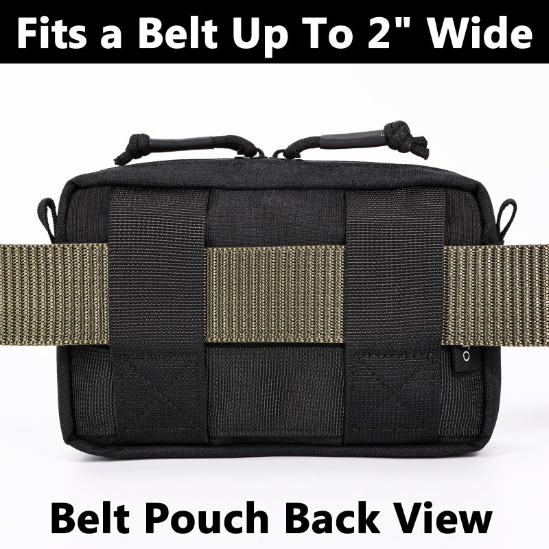 MOZETO Belt Pouches for Men, Water Resistant Small Belt Bag with USA Flag Patch, Pocket Organizer Storage EDC Gear for Work, Travel, Hiking(Black) - Image 3