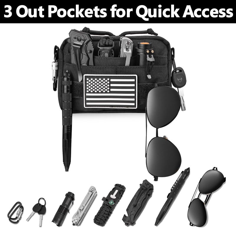 MOZETO Belt Pouches for Men, Water Resistant Small Belt Bag with USA Flag Patch, Pocket Organizer Storage EDC Gear for Work, Travel, Hiking(Black) - Image 5