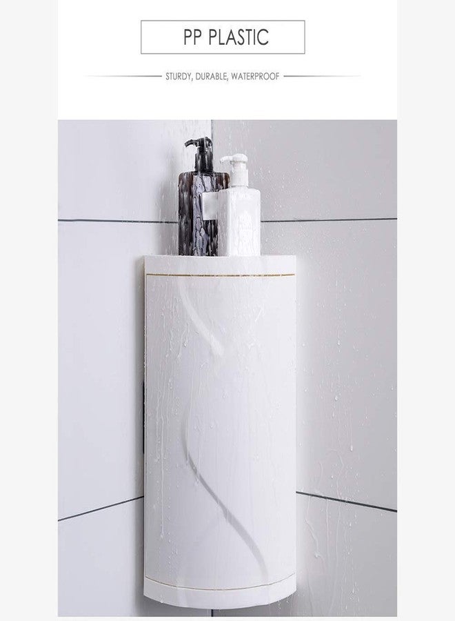 TRAY Bathroom Large Capacity 360° Rotating Cosmetics Organizer Detachable Makeup Storage Rack Wall Mounted Corner Triangle Shelf for Bath Kitchen(White) - Image 5