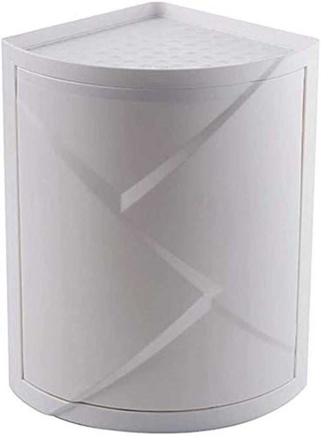 TRAY Bathroom Large Capacity 360° Rotating Cosmetics Organizer Detachable Makeup Storage Rack Wall Mounted Corner Triangle Shelf for Bath Kitchen(White) - Image 1