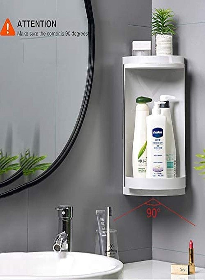 TRAY Bathroom Large Capacity 360° Rotating Cosmetics Organizer Detachable Makeup Storage Rack Wall Mounted Corner Triangle Shelf for Bath Kitchen(White) - Image 2