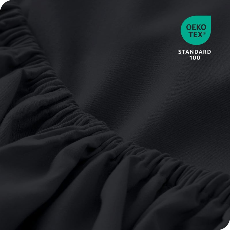 Bare Home Bare Home 2-Pack Fitted Bottom Sheets Twin - Premium 1800 Ultra-Soft Wrinkle Resistant Microfiber - Deep Pocket (Twin  Black)  - Image 5