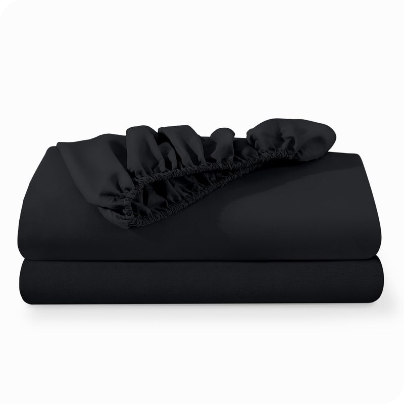 Bare Home Bare Home 2-Pack Fitted Bottom Sheets Twin - Premium 1800 Ultra-Soft Wrinkle Resistant Microfiber - Deep Pocket (Twin  Black)  - Image 1