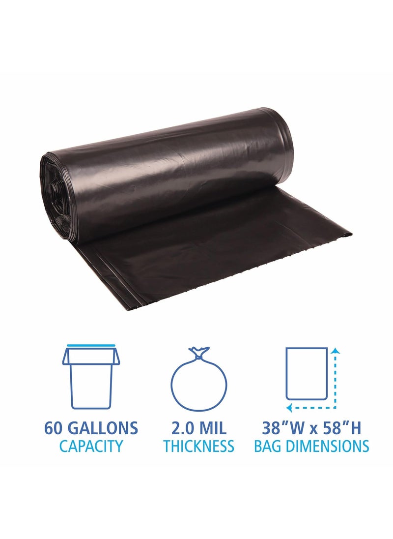 boardwalk Boardwalk X7658WKKR02 38 in x 58 in 60 gal 2 mil Recycled LowDensity Polyethylene Can Liners  Black 100Carton  - Image 4