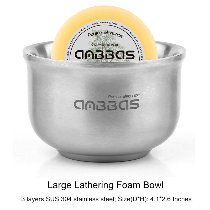 Anbbas Faux Badger Shaving Brush,Stainless Steel Shaving Razor and Brush Stand, Shaving Bowl and 100g Natural Soap Puck Refill,4in1 Wet Shave Kit for Men - Image 5