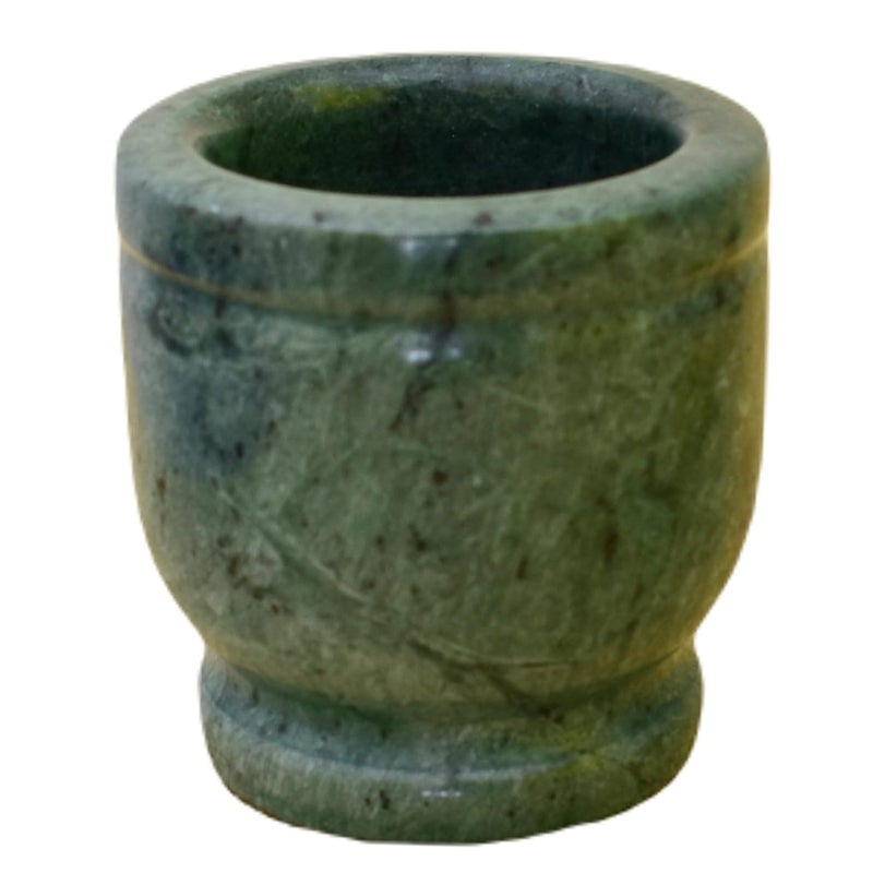 KunhaR Natural green Marble Mortar and Pestle Set Imam Dasta Ohkli Musal Kharal 4 x 4 Inches GreenFull Polish - Image 4