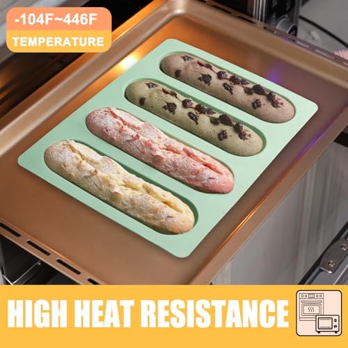 QELEG 2 Pcs Eclair Silicone Molds Hot Dog Bun Granola Bar Mold Nonstick & Heat proof Baking Pan Bread Mold for Homemade Hotdog Bun Rolls - Image 5