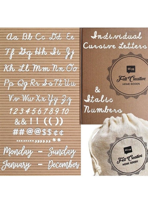 Extra Cursive Letter Set By Felt Creative Home Goods ; Set Of Script Alphabet Letters Numbers Punctuation Over 375 Pieces Extra Bold Plus Cursive Months Days Board Not Included