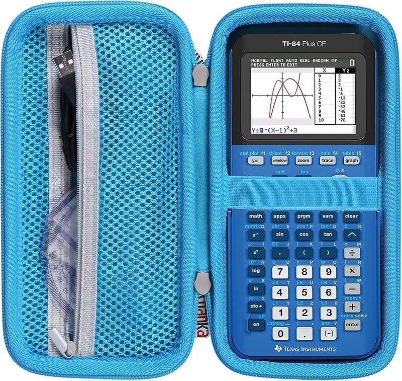 Khanka حافظة تخزين لآلة حاسبة Texas Instruments TI - 84 Python/TI-83 Plus/TI-84 Plus/TI-84 Plus CE الملونة، حافظة فقط (أزرق بيونيك) - Image 1