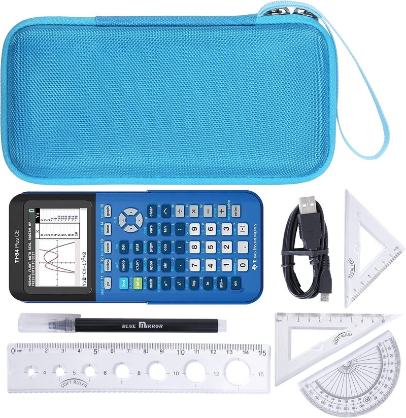 Khanka حافظة تخزين لآلة حاسبة Texas Instruments TI - 84 Python/TI-83 Plus/TI-84 Plus/TI-84 Plus CE الملونة، حافظة فقط (أزرق بيونيك) - Image 5