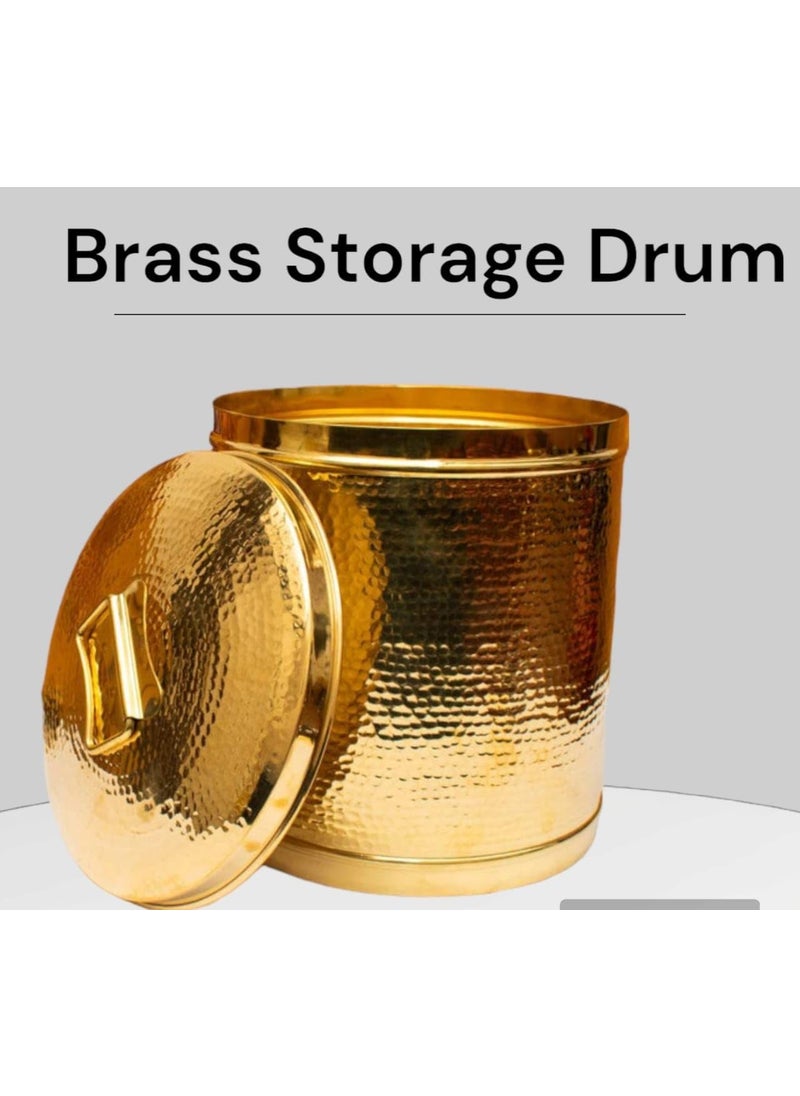 SHIV HOME WORLD Brass Storage Drum Cylindrical Traditional Brass Design Storage Drum For Home Decor Container With Lid Brass Traditional Brass Storage 6x 5 x 15 cm 2LTRS Set of 1PCS  - Image 2