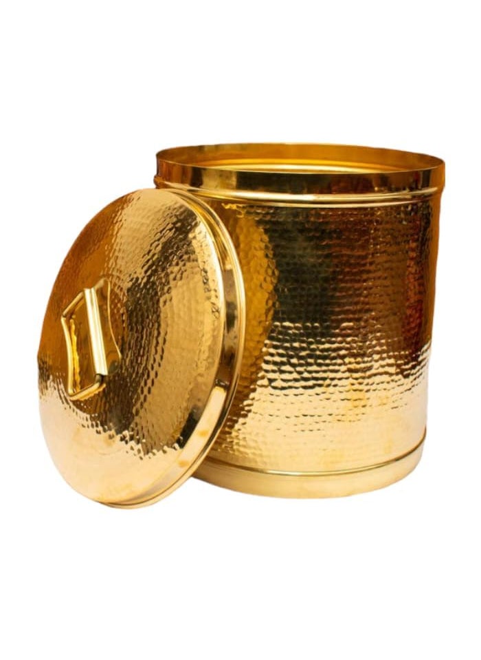 SHIV HOME WORLD Brass Storage Drum Cylindrical Traditional Brass Design Storage Drum For Home Decor Container With Lid Brass Traditional Brass Storage 6x 5 x 15 cm 2LTRS Set of 1PCS  - Image 4