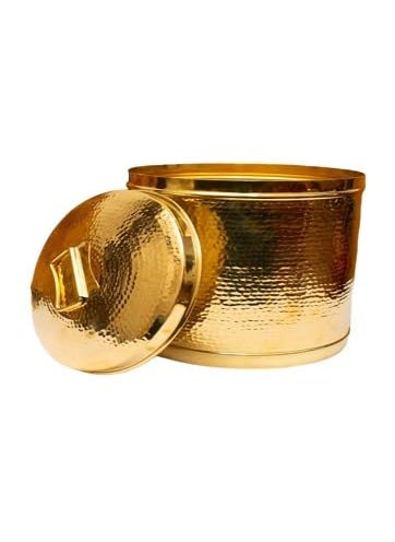 SHIV HOME WORLD Brass Storage Drum Cylindrical Traditional Brass Design Storage Drum For Home Decor Container With Lid Brass Traditional Brass Storage 6x 5 x 15 cm 2LTRS Set of 1PCS  - Image 5