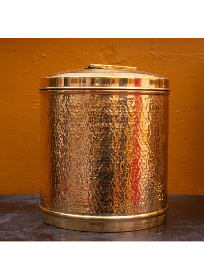 SHIV HOME WORLD Brass Storage Drum Cylindrical Traditional Brass Design Storage Drum For Home Decor Container With Lid Brass Traditional Brass Storage 6x 5 x 15 cm 2LTRS Set of 1PCS  - Image 1
