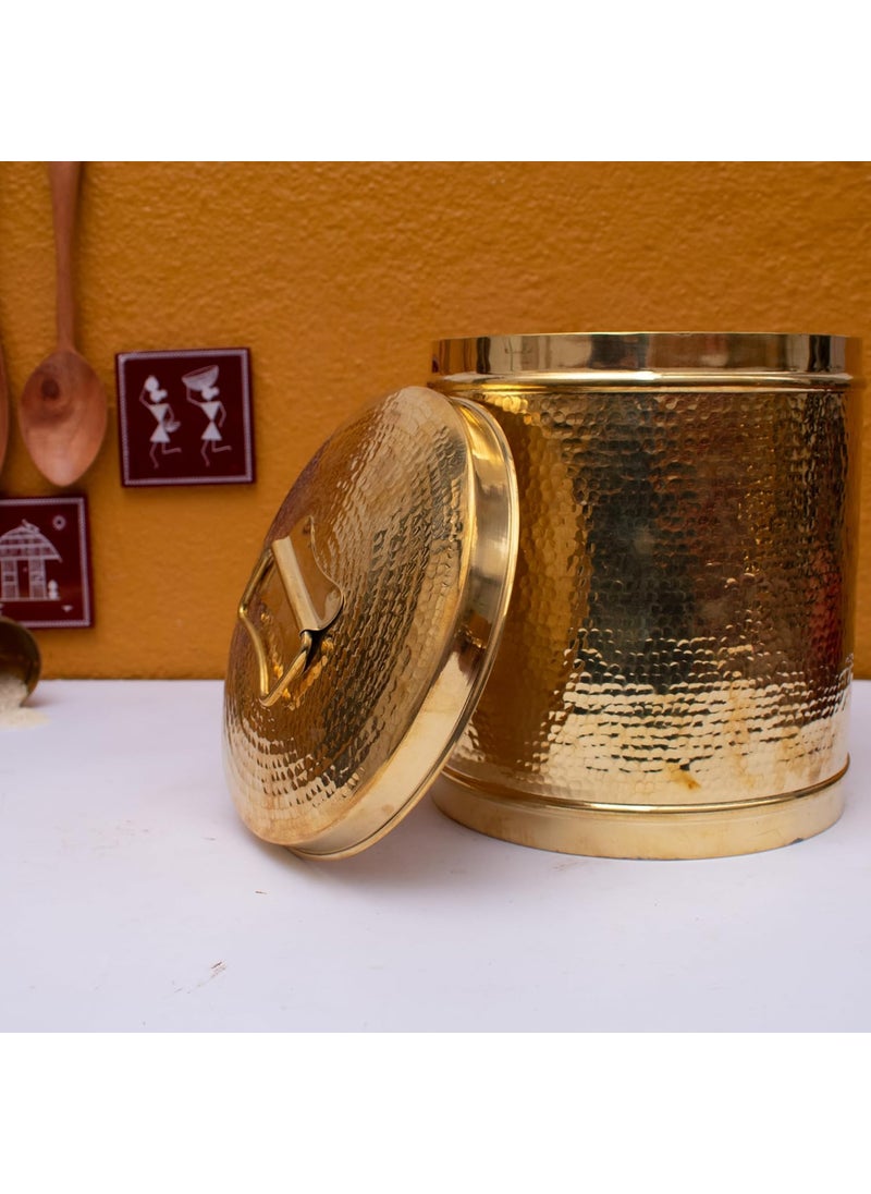 SHIV HOME WORLD Brass Storage Drum Cylindrical Traditional Brass Design Storage Drum For Home Decor Container With Lid Brass Traditional Brass Storage 6x 5 x 15 cm 2LTRS Set of 1PCS  - Image 3