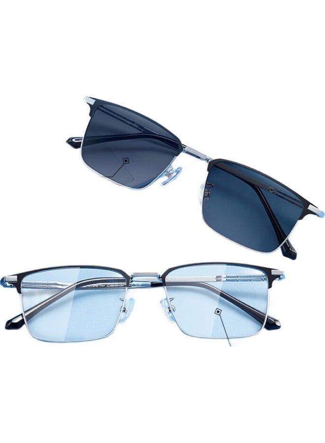 CAPONI Photochromic Anti-Blue Light Glasses For Men, Ultra-Light Business Square Frame, Anti-Blue Light Radiation Protection, Phone And Computer Eye Protection Glasses, No Prescription - Image 3