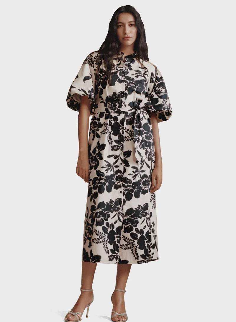 MANGO Floral Print Midi Dress