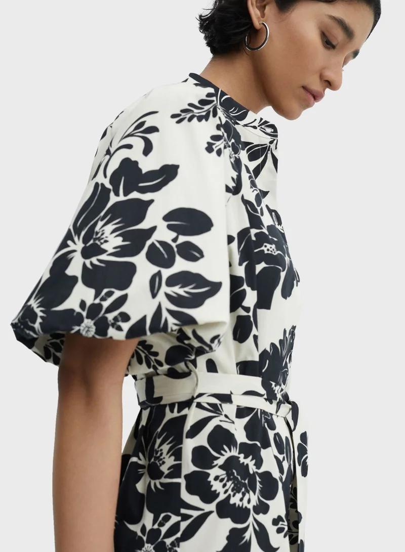 MANGO Floral Print Midi Dress