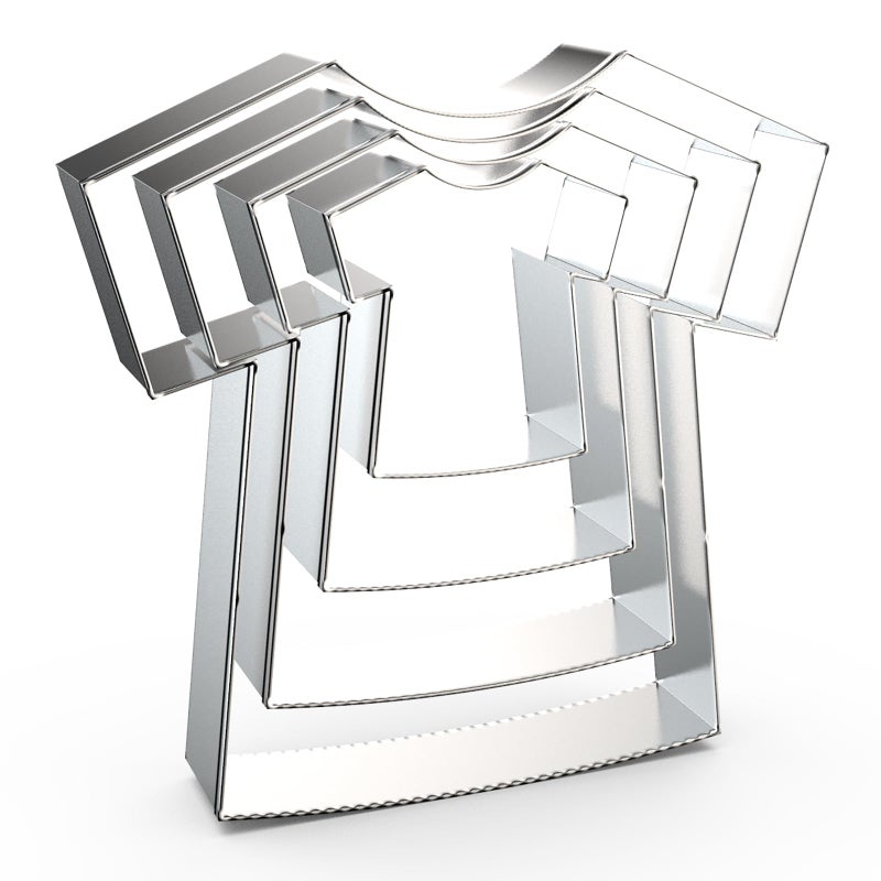 QAAQS T-Shirt/Sports Jersey/Medical Scrub/Baby Shirt Cookie Cutter Set - 5""  4""  3""  2"" - 4 Piece - Stainless Steel  - Image 1
