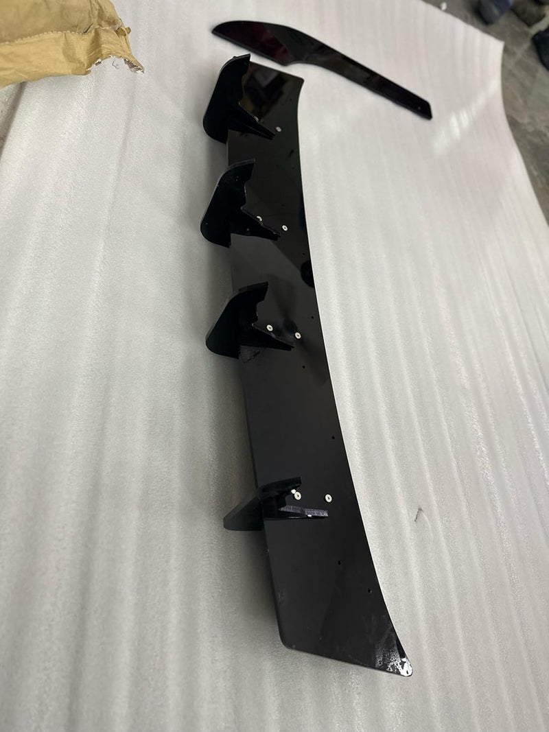 AUTO MT Rear 4 Fin Virtus Diffuser Bumper Lip car 4 Wing ABS Acrylic Spoiler Glossy Black Car Attractive Spoiler for Car Exteriors Auto Accessories for Decoration - Image 4