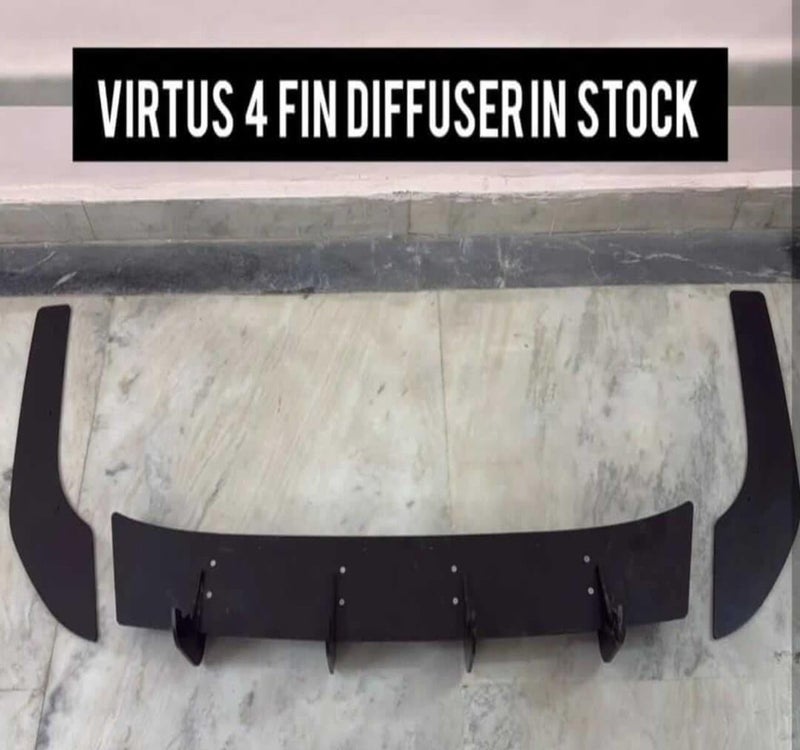 AUTO MT Rear 4 Fin Virtus Diffuser Bumper Lip car 4 Wing ABS Acrylic Spoiler Glossy Black Car Attractive Spoiler for Car Exteriors Auto Accessories for Decoration - Image 3
