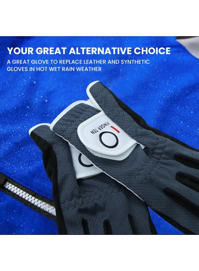 FINGER TEN Finger Ten Men’S Golf Gloves Left Hand Right Value 6 Pack, Rain Hot Wet Weather Grip, Color Black Grey, Fit Small Medium Large Xl (25=M/Large Grey) - Image 2