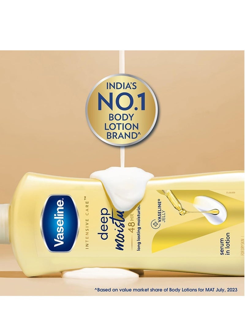 Vaseline Intensive Care Deep Moisture Nourishing Body Lotion 400 ml Daily Moisturizer for Dry Skin, Gives Non-Greasy, Glowing Skin - For Men & Women - Image 3