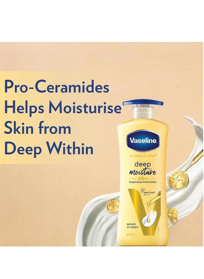 Vaseline Intensive Care Deep Moisture Nourishing Body Lotion 400 ml Daily Moisturizer for Dry Skin, Gives Non-Greasy, Glowing Skin - For Men & Women - Image 2